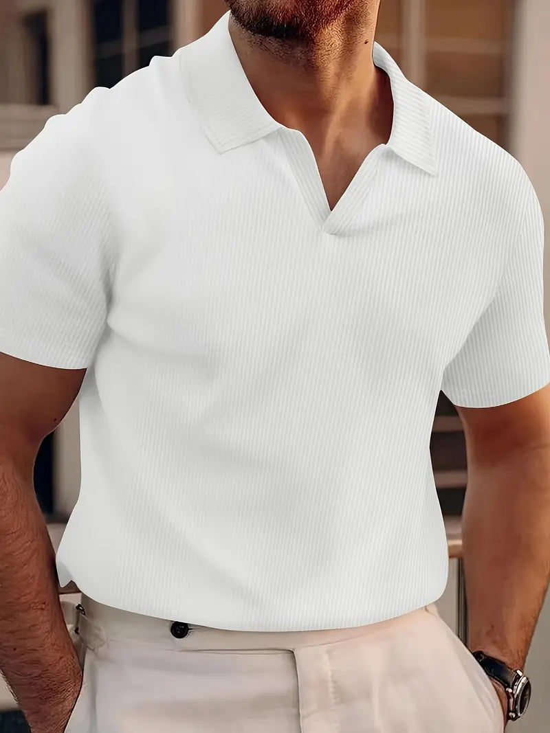 Komfortabel menns kortermet casual polo skjorte, allsidig sommerskjorte og pustende hverdagsklær for herre.