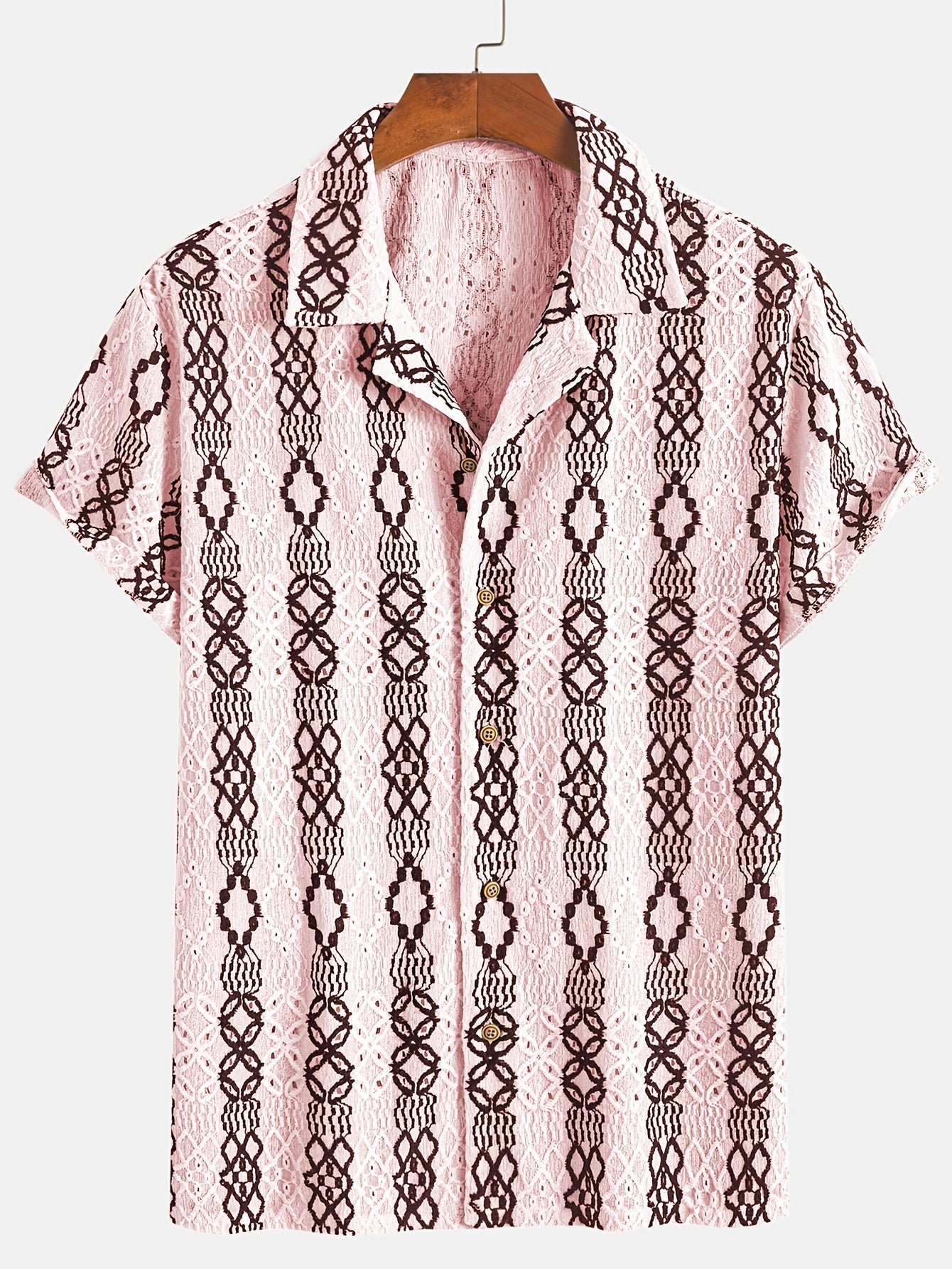 Trendy menns kortermet skjorte med friskt mønster og ledig passform, perfekt for varme dager.
