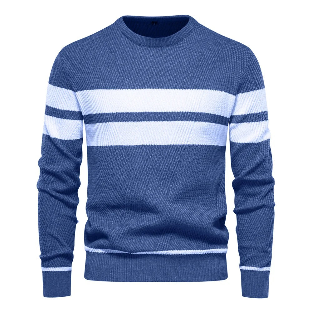 Hverdagsgenser for menn: langermet, komfortabel og stilig patchwork design. Perfekt for fritid.