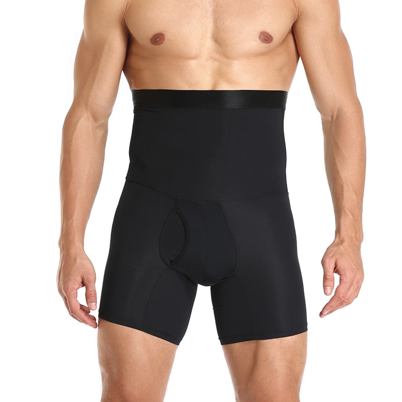 Menns magekontroll shorts i sort for flatere mage og forbedret selvtillit. Ideell for hverdagsbruk.