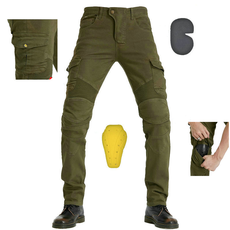 Menns komfortable motorsykkeljeans i svart, designet for lange turer. Slitesterke bukser og MC-kjøreutstyr.