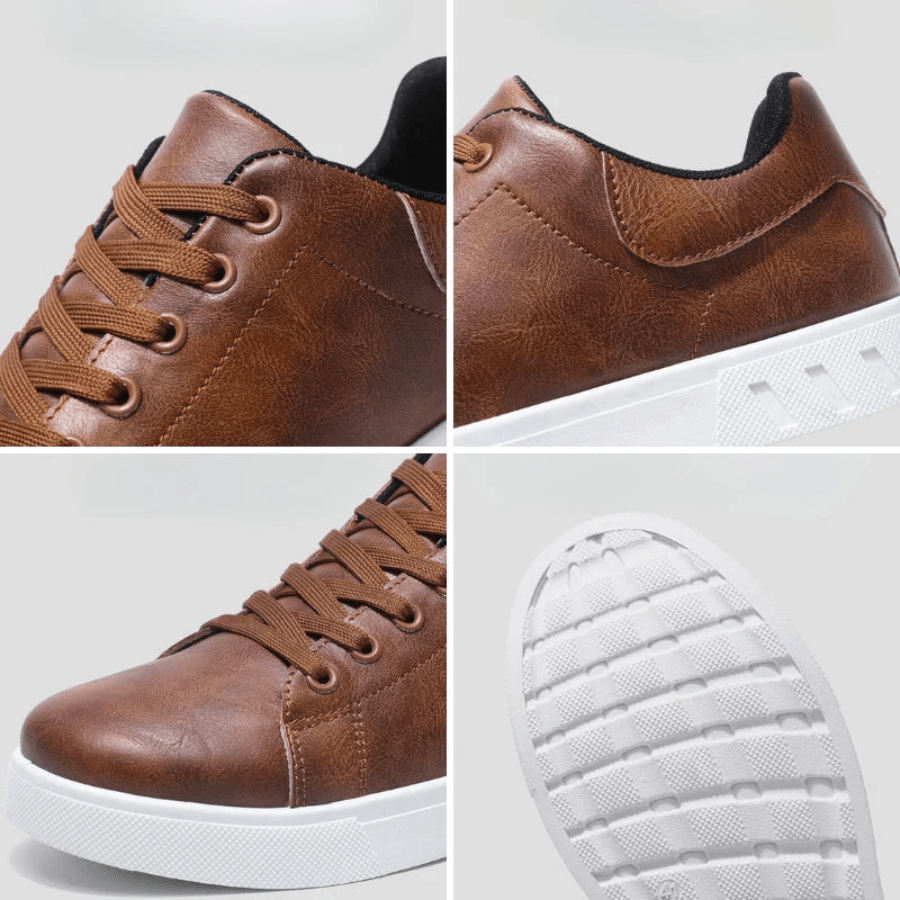 Moderne menns polerte sneakers for sofistikert komfort og stil. Ideelle motesko for urbant liv.
