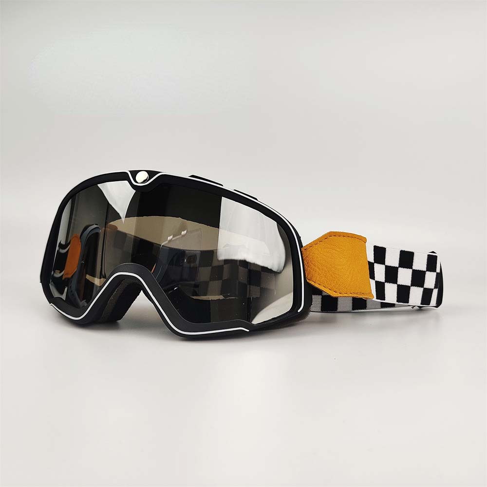 Vintage motorsykkelbriller for herre, UV-beskyttelse, hjelmkompatibel.