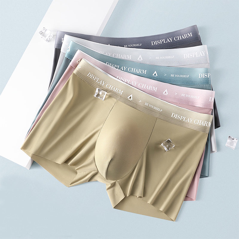 Menns sømløse issilke boxershorts for ultimat komfort og pusteevne, ideell for hverdagsbruk.