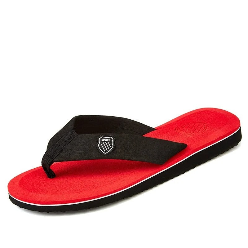 Blå menns sommer flip-flops, komfortable og sklisikre for strand og fritid.