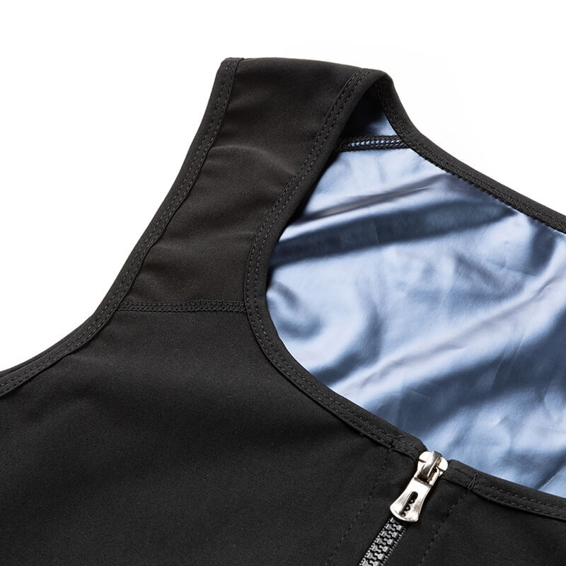 Ergonomisk menns glidelås svettevest; sikrer komfort under trening, fremmer svette og vekttap effektivt.
