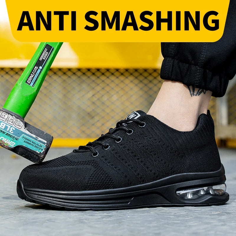 Sikkerhetssko for menn med stål tå. Pustende og komfortable arbeidsjoggesko i sporty design.