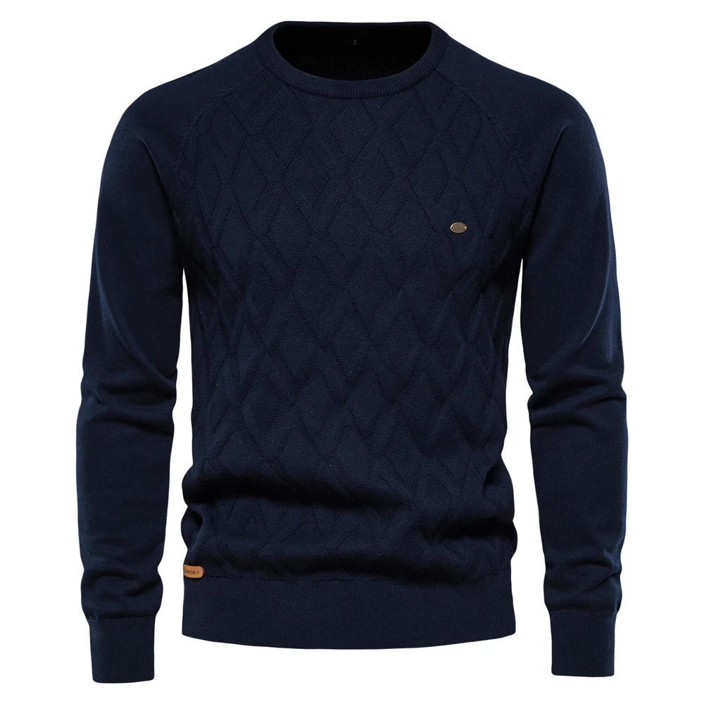 Menns genser med rund hals, klassisk design for en tidløs casual look.