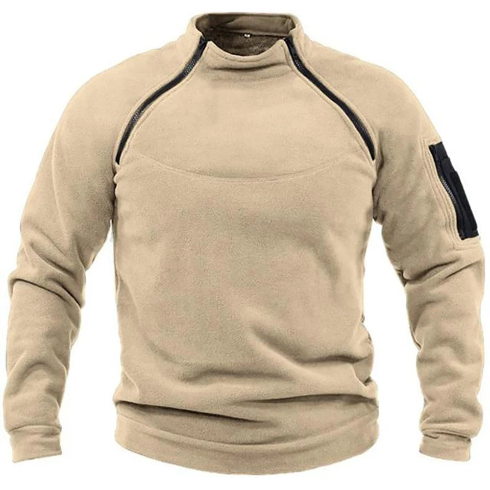 Varm herrejakke for friluftsliv og fotturer, taktisk design, komfortabel pullover stil.