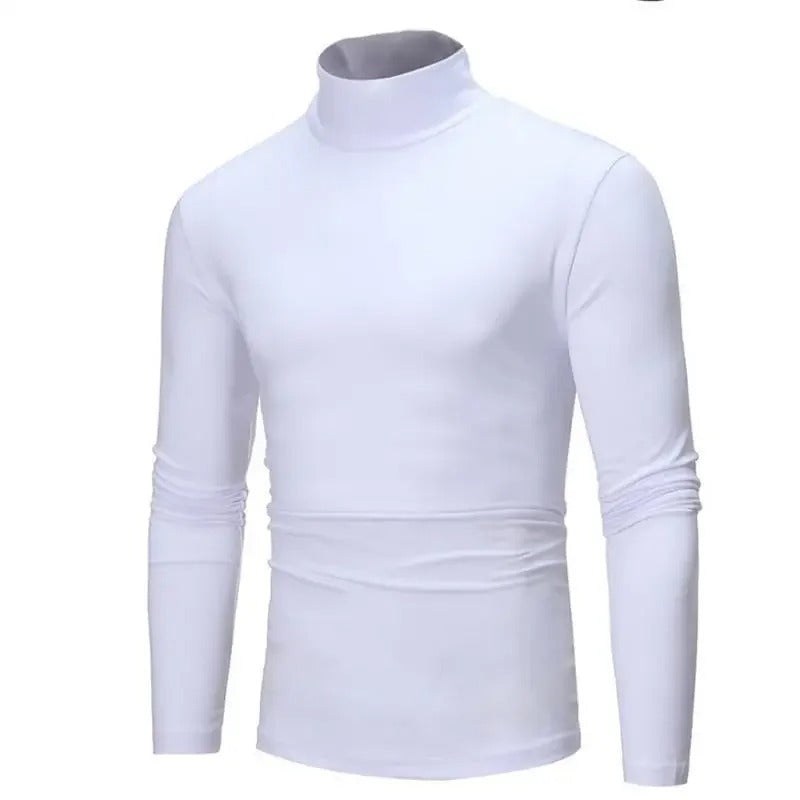 Menns termiske slim fit høyhalset vintertopp. Langermet baseplagg for kulde.