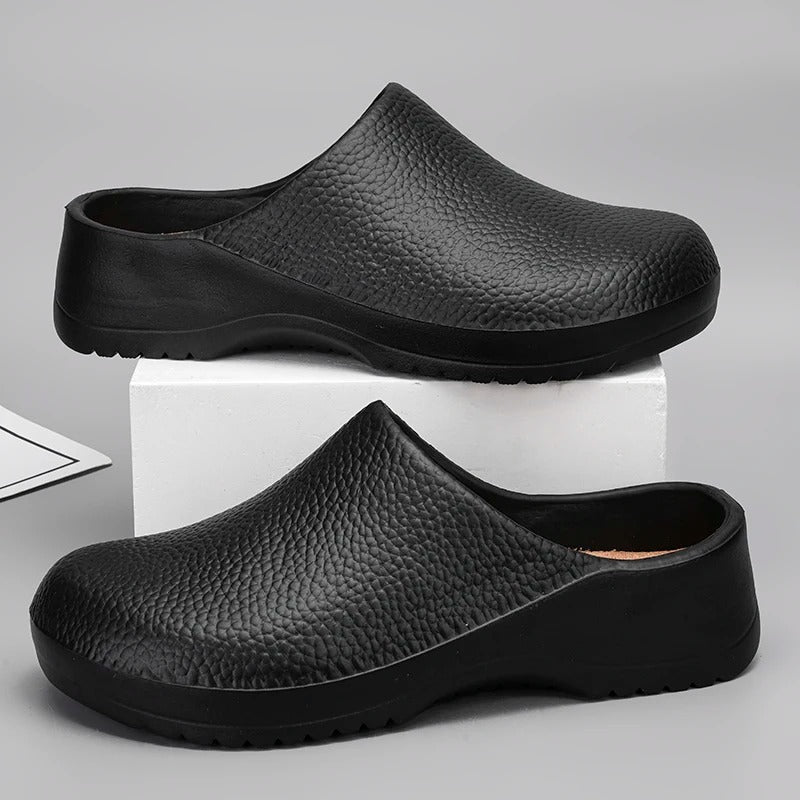 Komfortable slip-on herresko, perfekt som vanntette hagesko og arbeidssko utendørs.