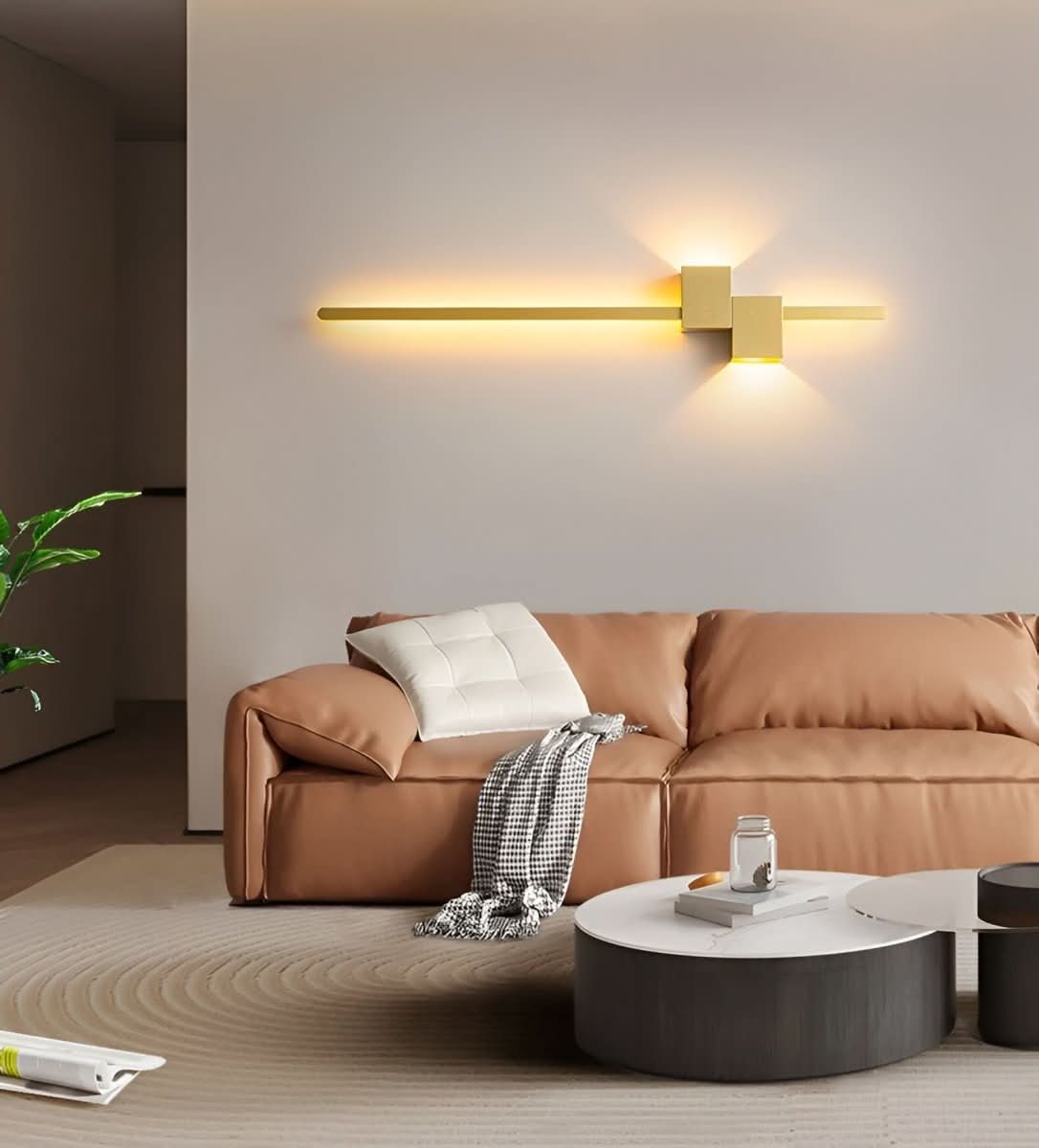 Elegant minimalistisk LED vegglampe i sort. Skaper mykt lys og en moderne atmosfære i ethvert rom.