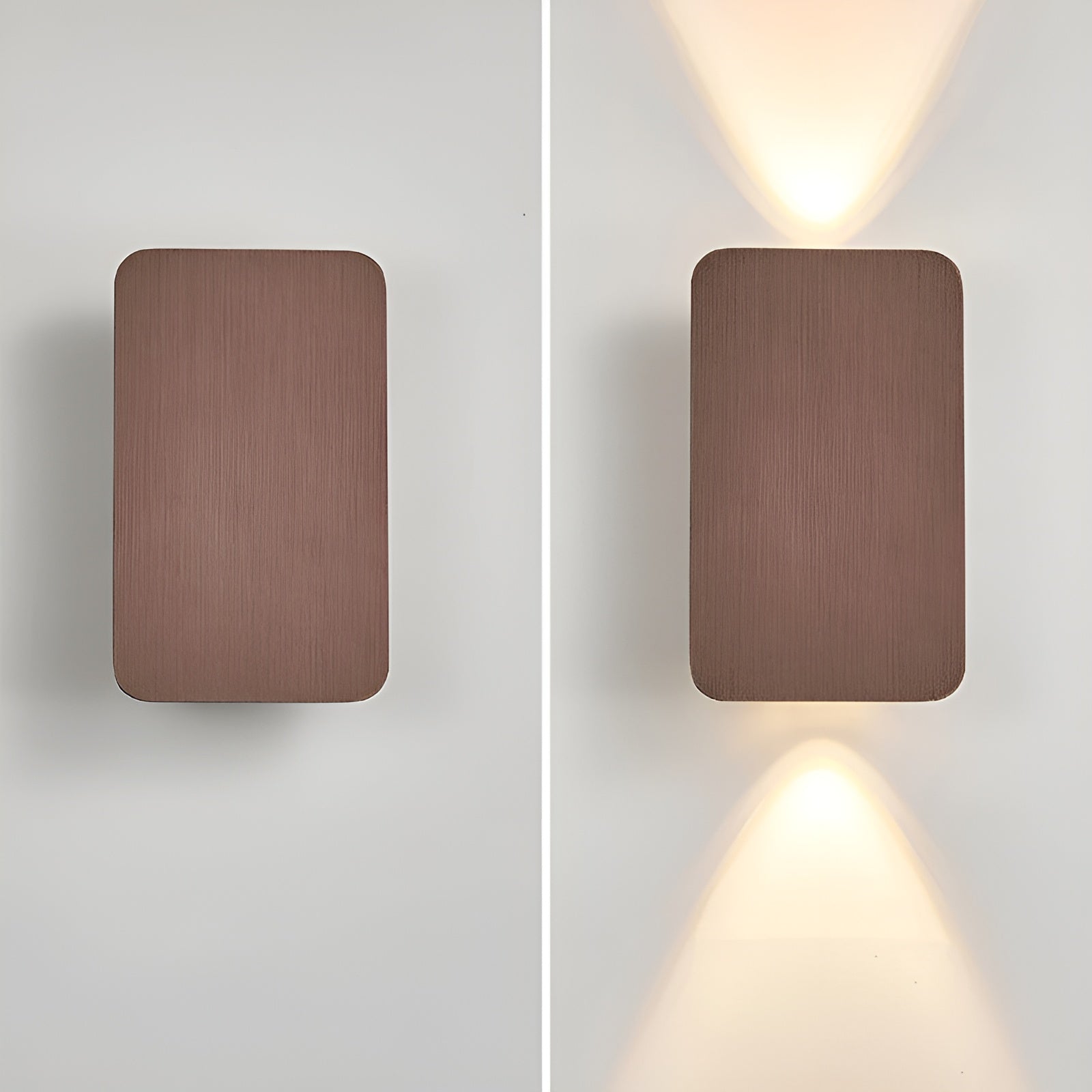Elegant vegglampe med energieffektiv LED. Gir stemningslys i minimalistisk stueinteriør.