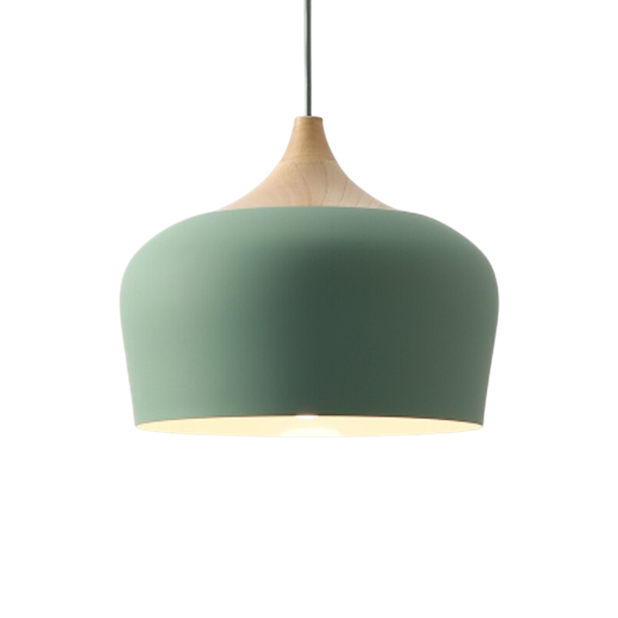 Pastellfarget taklampe med minimalistisk uttrykk. Gir behagelig og moderne belysning til rommet.