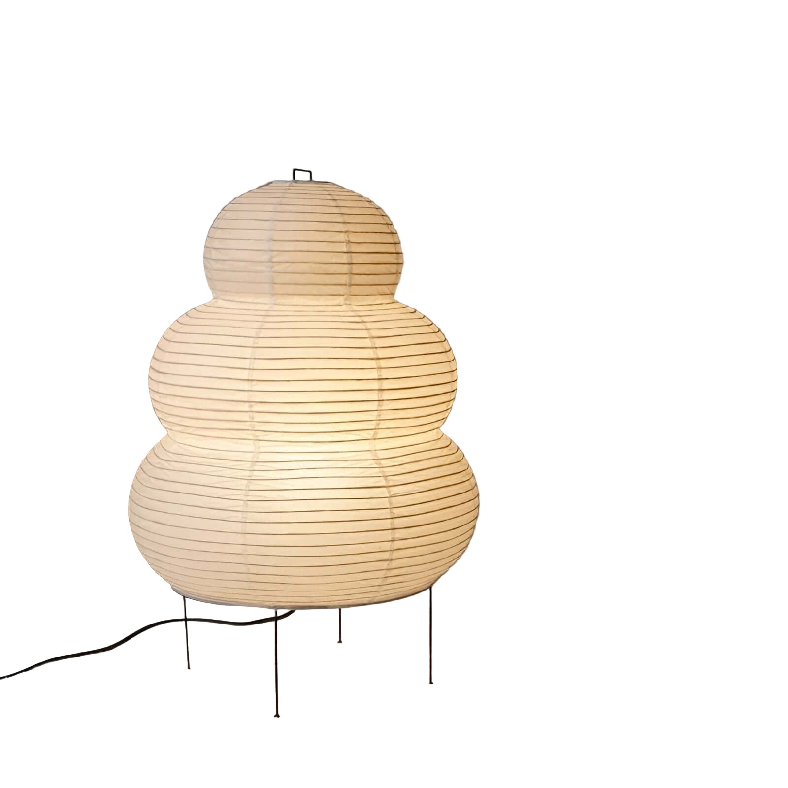 Minimalistisk rispapir bordlampe med hvit skjerm, perfekt for beroligende stemningslys i stuen eller soverommet.