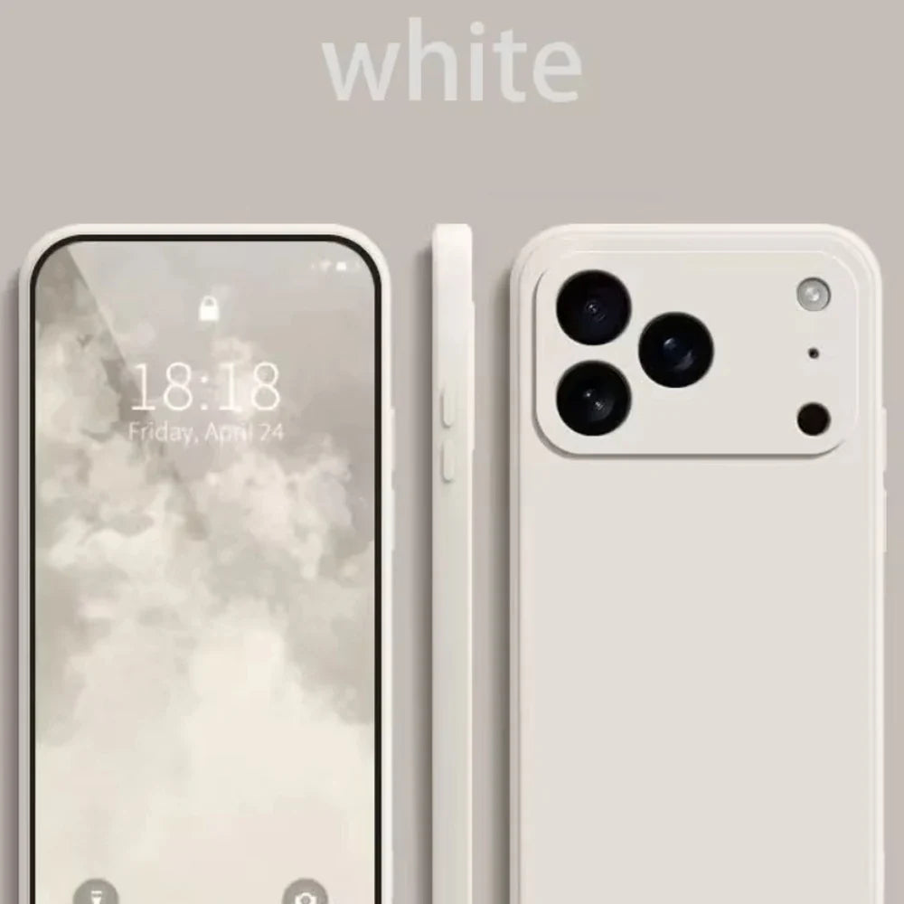 Slitesterkt silikondeksel til iPhone 17, gir god beskyttelse for kamera og skjerm.