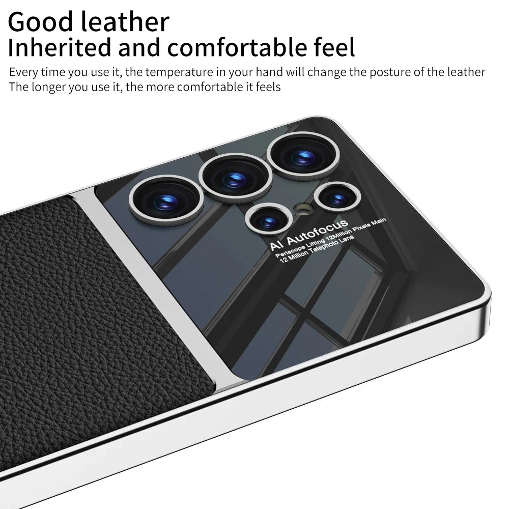 Elegant PU lær mobildeksel for Samsung S24/S25 Ultra med komfortabel myk kant.