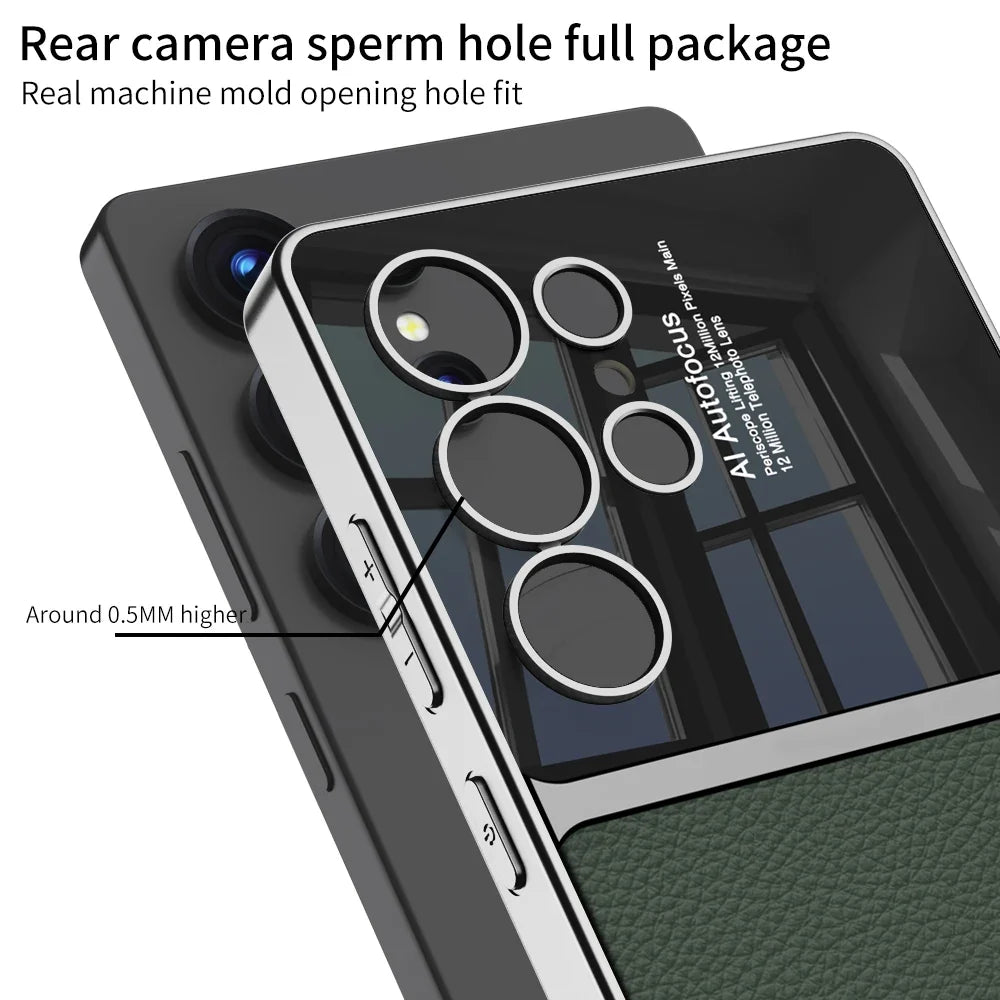 Mobildeksel til Samsung Galaxy S24 Ultra, støtsikker med myk kant og PU lær.