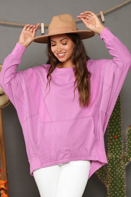 Stilfull magenta dame sweatshirt med kontrast, allsidig for hverdagsbruk. Komfortabel kvinnegenser i moderne design.