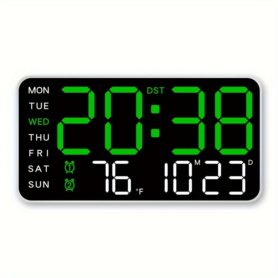 Smart klokke i moderne design med fargerik LED-skjerm. Digitalt veggur for et funksjonelt hjem.