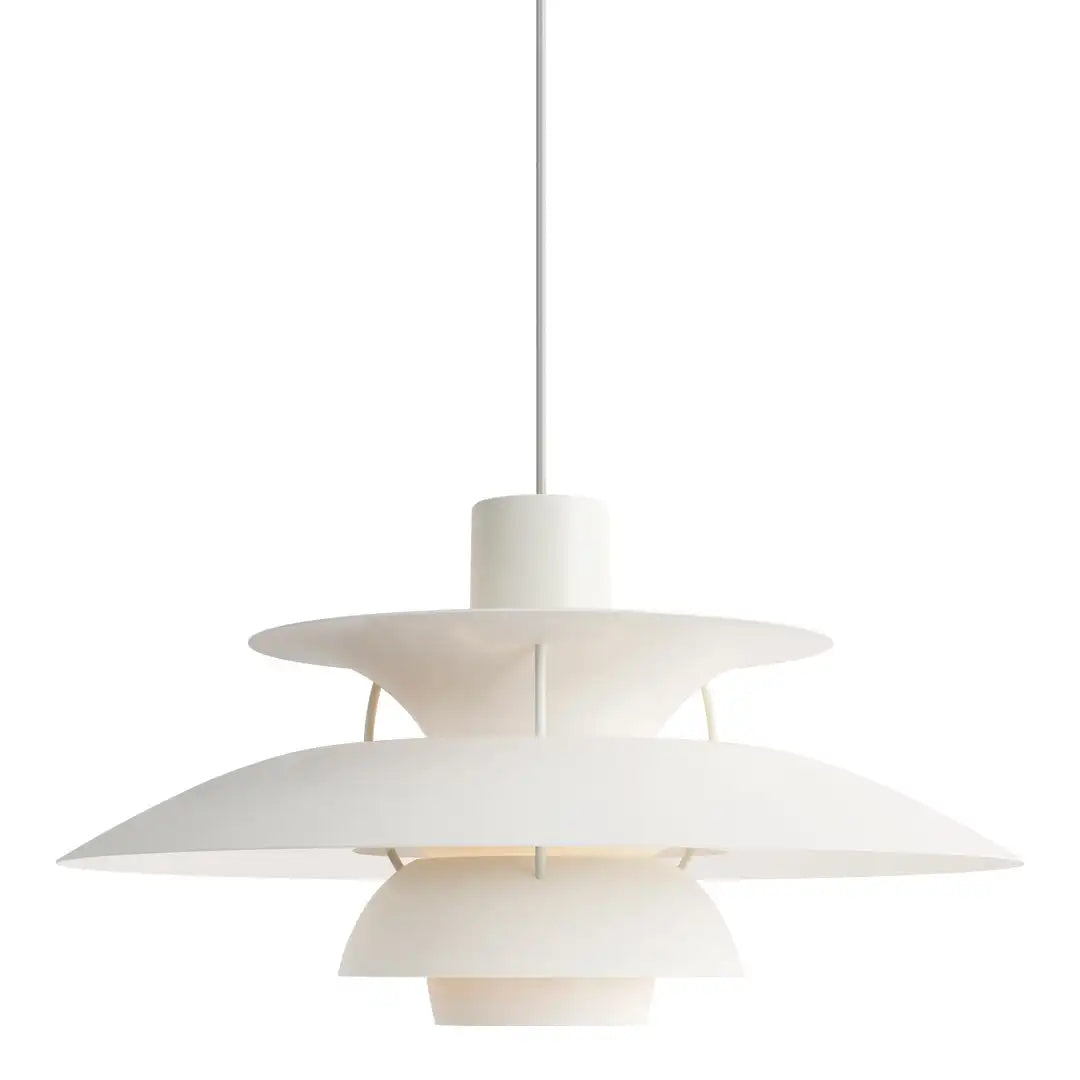 Moderne rund dimbar LED-taklampe i hvitt, ideell for stuebelysning
