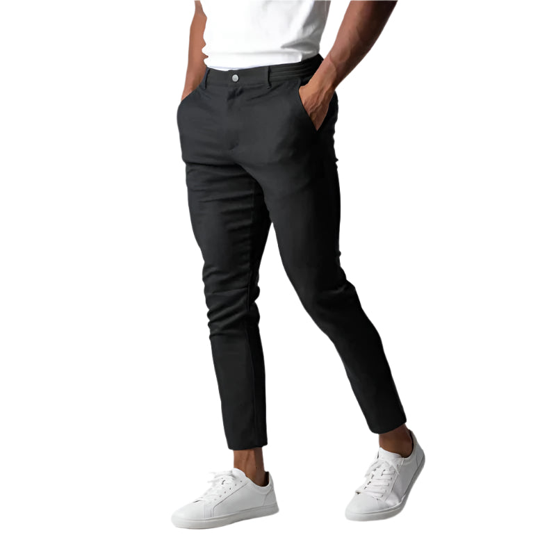 Moderne herre chinos med stretch i en allsidig farge, perfekt for stil og komfort.
