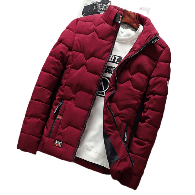Moderne herre stand krage jakke. Stilfull og varm høst/vinter yttertøy for menn. Slim fit fritidsjakke.