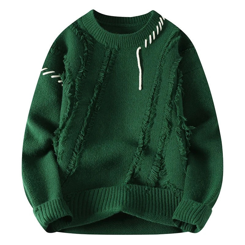 Myk og varm herregenser med rundhals, perfekt for høst og vinter lag-på-lag antrekk.