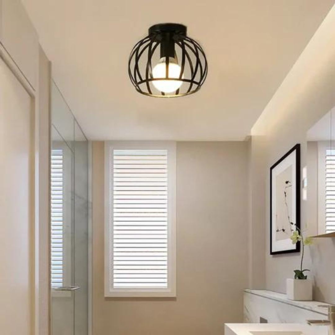 Dekorativ, dimbar taklampe med åpen design. Moderne industriell pendellampe for stue/soverom, LED-kompatibel.