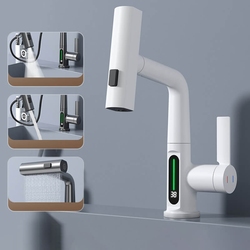 Moderne design kjøkkenkran med fleksibel uttrekkbar slange. Enkel å rengjøre og bruke i ethvert kjøkken.