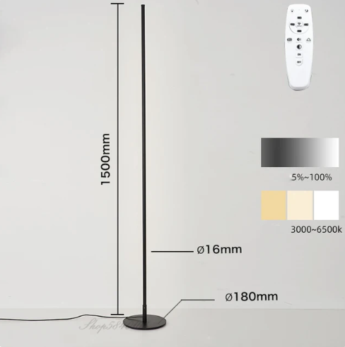 Stilren LED gulvlampe, gir varmt og justerbart stemningslys til ethvert moderne interiør.