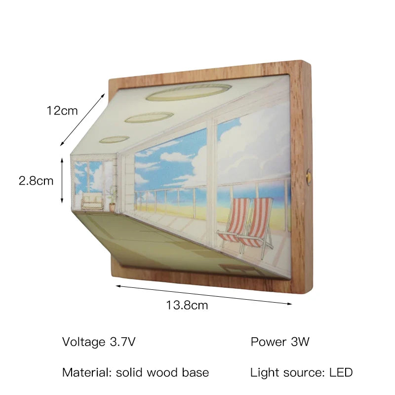 Stemningsfull 3D LED-lampe, veggmontert, ideell som nattlys og moderne hjemmedekorasjon.