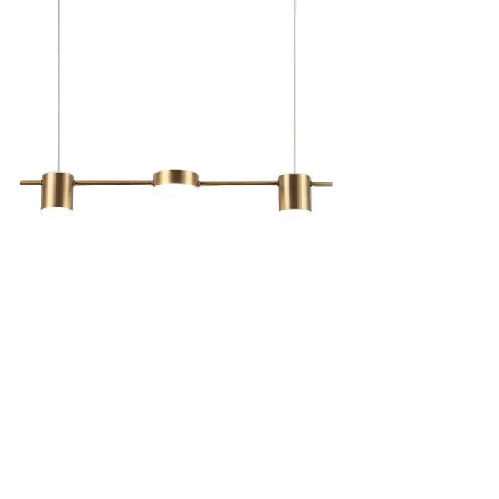 Moderne minimalistisk LED pendellampe i gull/svart for stue, gir elegant interiørbelysning.