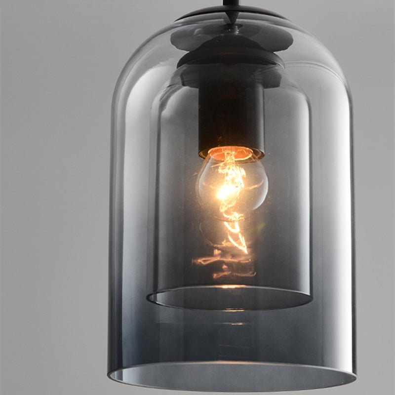 Stilig glasslampe med dobbelt design. Moderne pendel for stue, spisestue eller soverom.