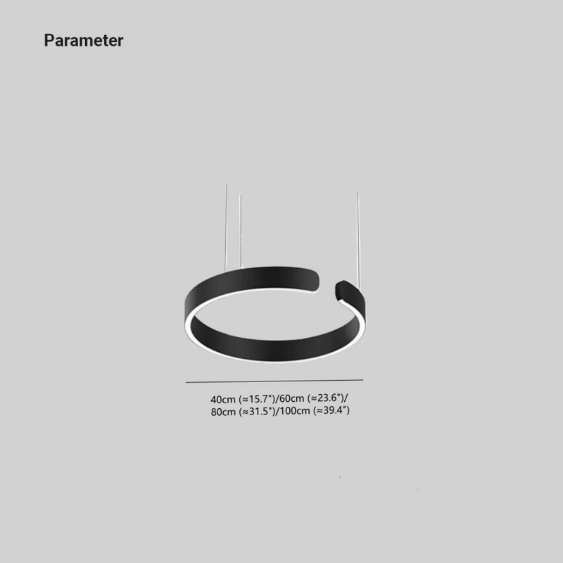 Sirkulær designer pendellampe i et moderne interiør, skinnende LED-lys, ideell for atmosfære.