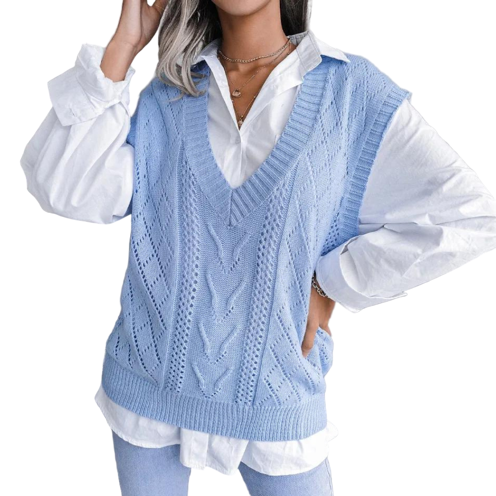 Moderne strikkvest for kvinner i elegant design, perfekt for lag-på-lag og kontorstil om høsten.