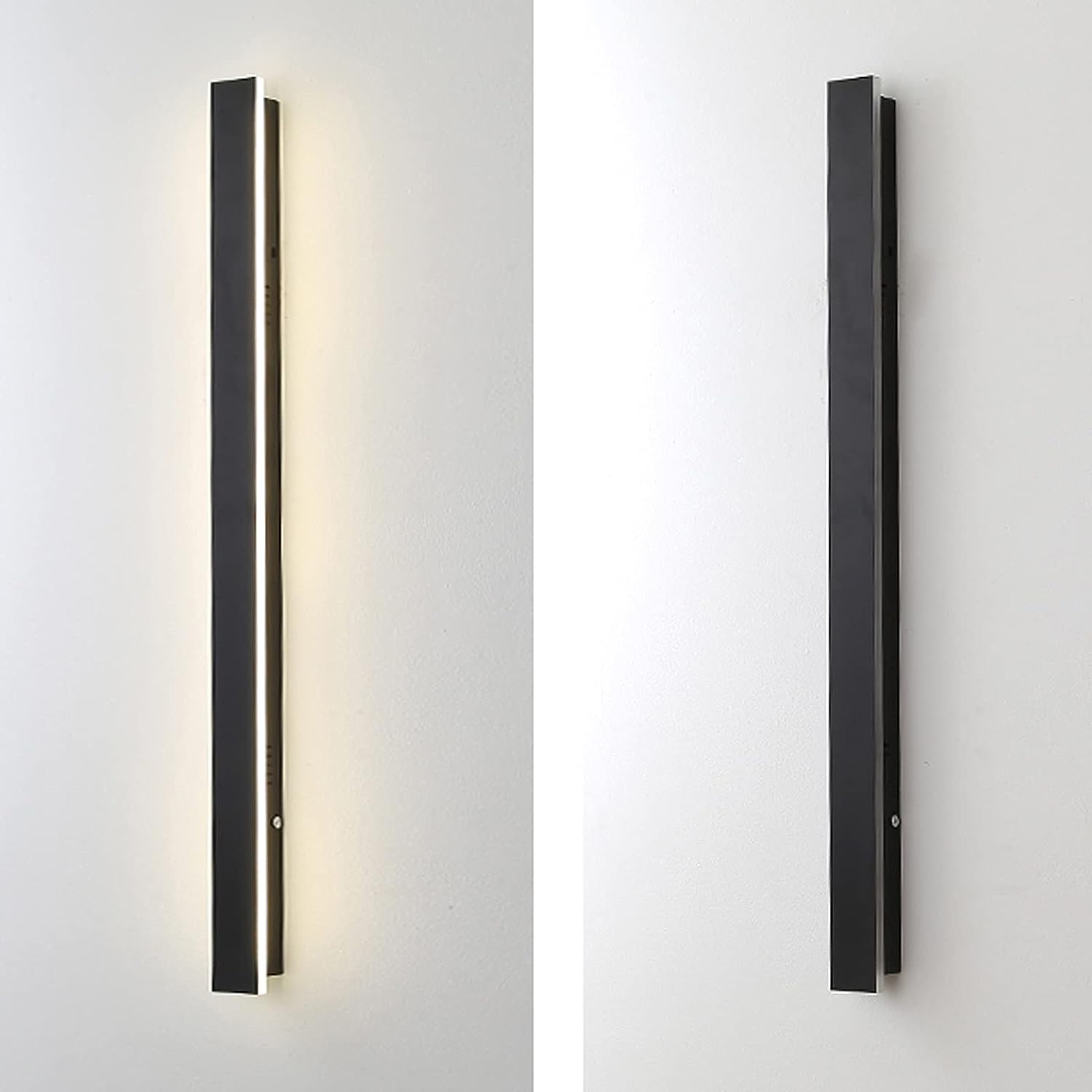 Slank, industriell LED utendørs vegglampe med lineær design for moderne belysning av balkong og uteplass.