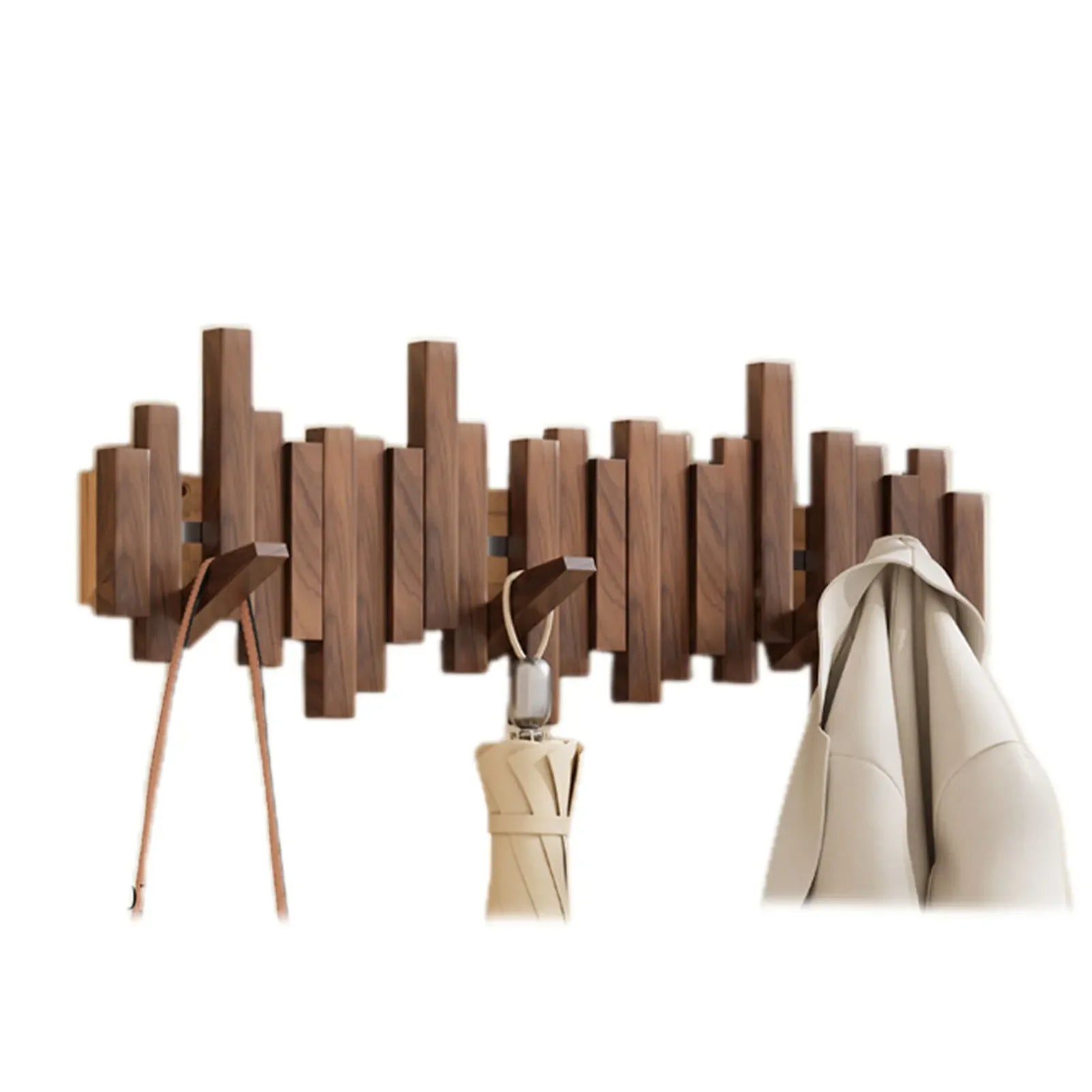 Moderne vegghengt kleshylle med magnetiske kroker. Smart organisering for entreen eller garderoben, plassbesparende design.
