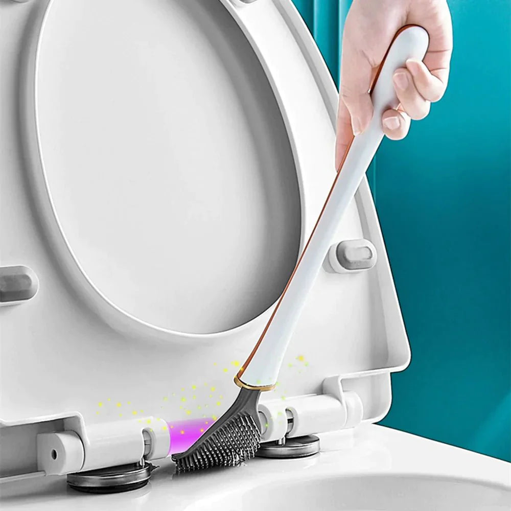 Grønn moderne toalettbørste med veggfeste. Ideell for hygienisk og kompakt oppbevaring på baderom.