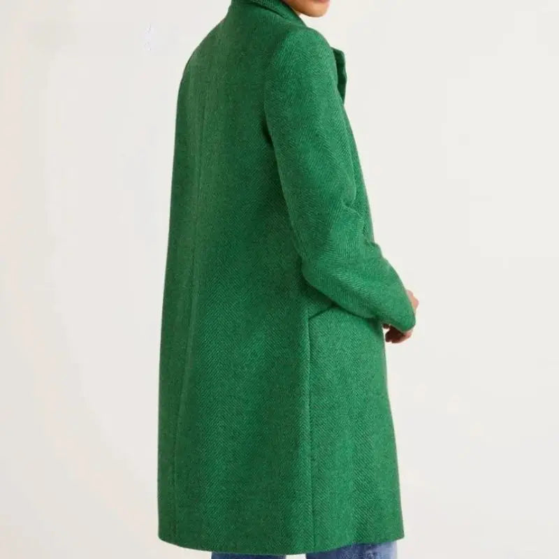 Winterjacke Damen in Schwarz, modischer langer Mantel mit eleganten Knöpfen, Casual Look
