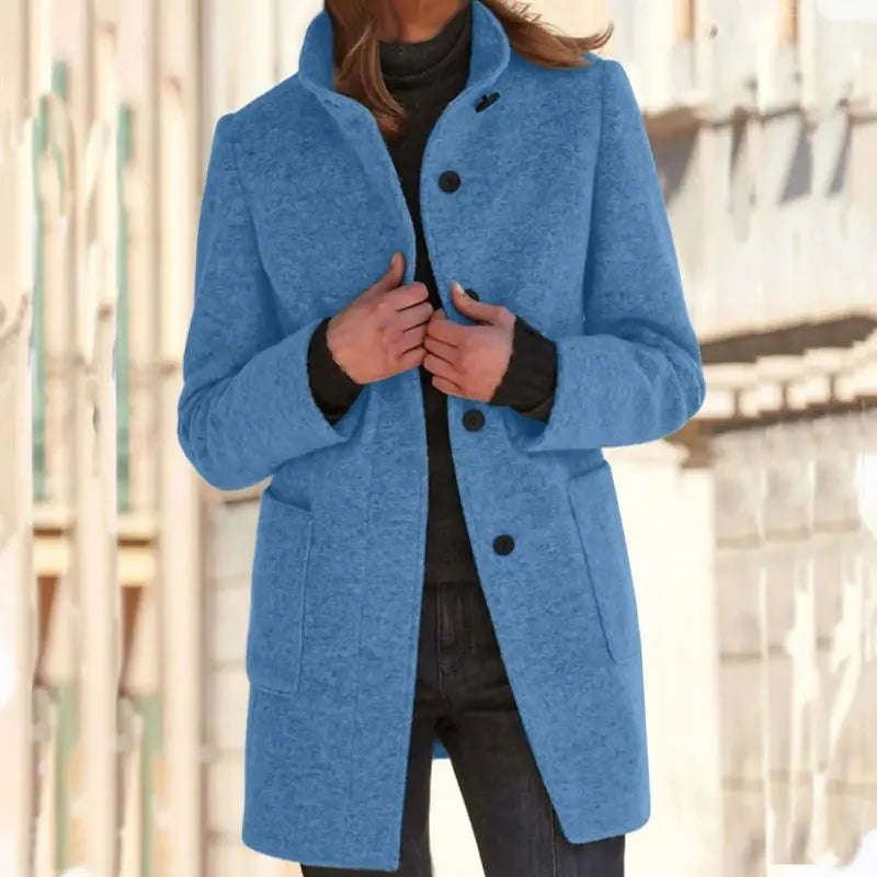 Modischer schwarzer Damenmantel für den Winter, elegant, langärmelig und bequem, Casual Stil