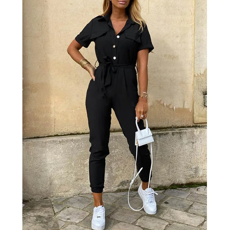 Hverdags- og festjumpsuit for kvinner med belte, maksimal komfort og stil.