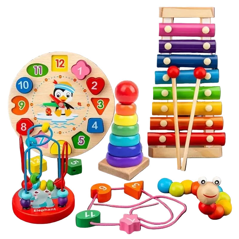 Montessori 5-i-1 treleke for babyer. Stimulerer læring, motorikk og sensorisk utvikling.