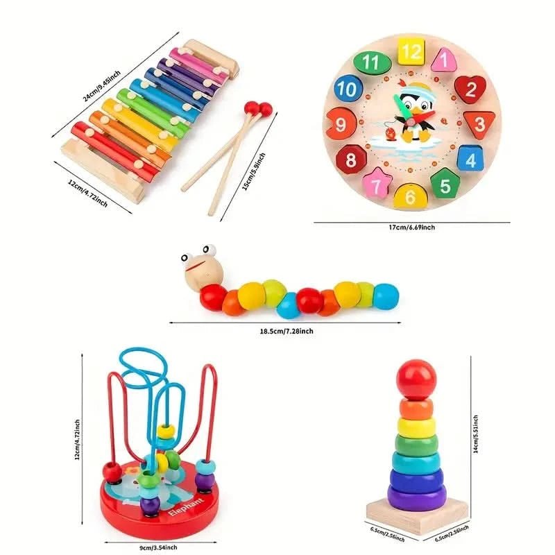Montessori 5-i-1 baby treleke. En ideell gave for å stimulere utvikling, læring og utforskning for barn.