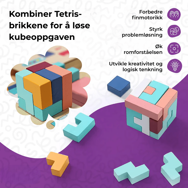 Læringsrik Montessori Tetris treleke, skjermfri spill for barn, fremmer kognitiv utvikling.