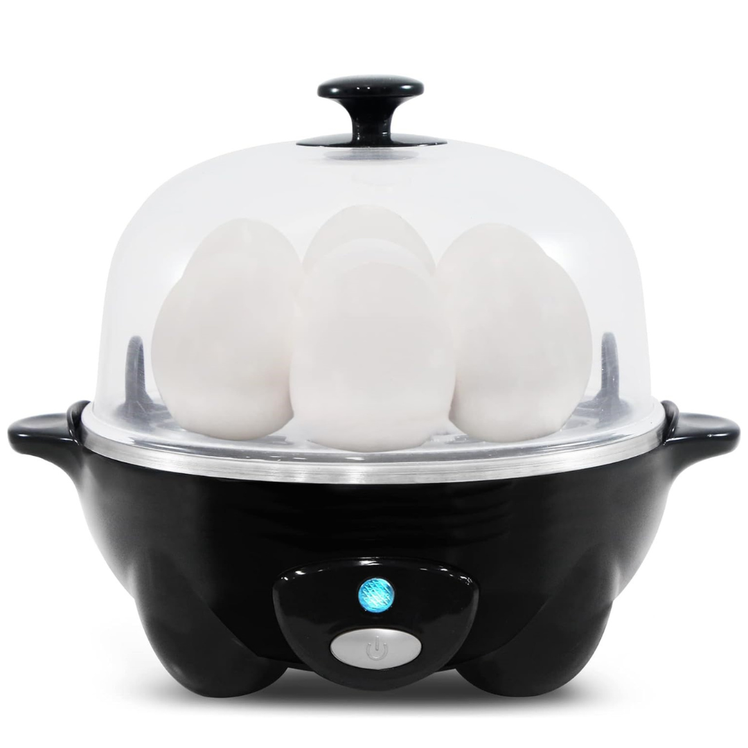 Multifunksjonell eggkoker koker 7 egg perfekt; ideell for frokost og rask matlaging.