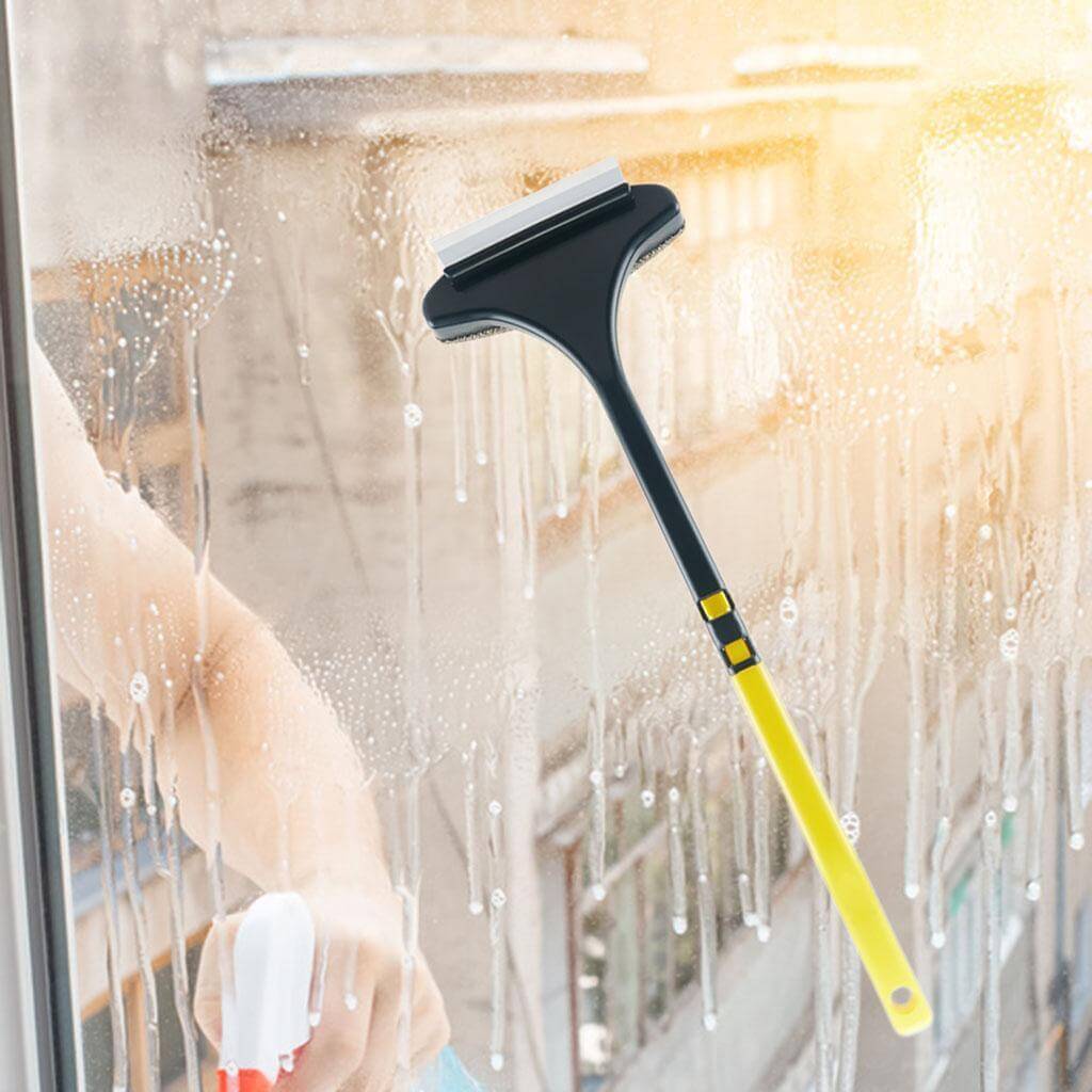 Vindusbørste med langt håndtak for stripefri rengjøring av glass. Gjør vindusvask rask og enkel.