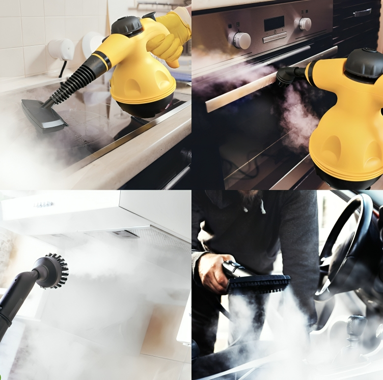 Ergonomisk dampvasker for hygienisk rengjøring av kjøkken og bad med moderne dampteknologi