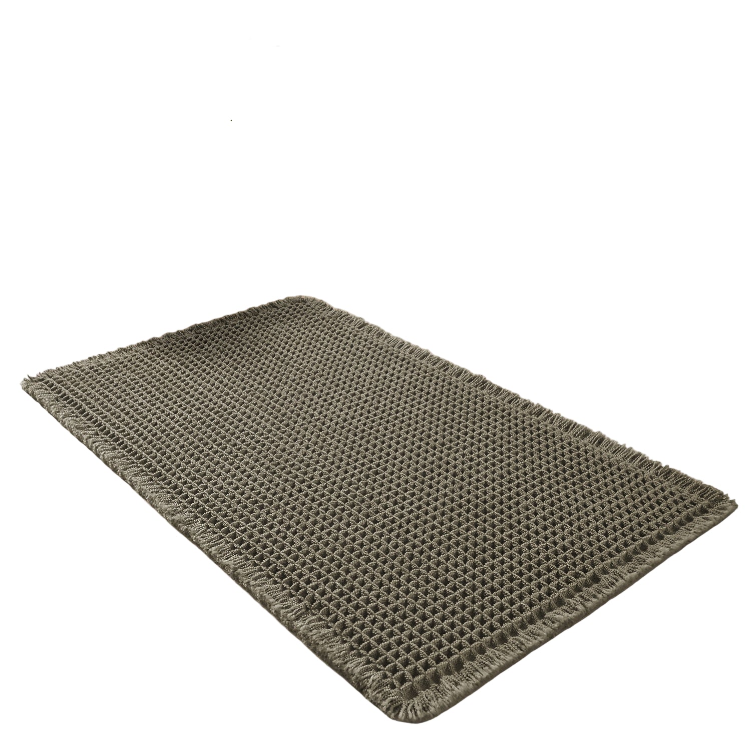 Myk, anti-skli badematte med elegant vaffeldesign i polyester. Perfekt for et trygt og komfortabelt baderom.