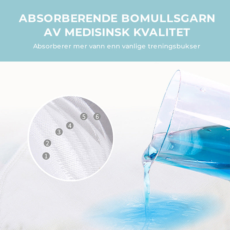 Gjenbrukbar treningstruse i bomull for baby og barn under pottetrening. Lekkasjesikker og myk.